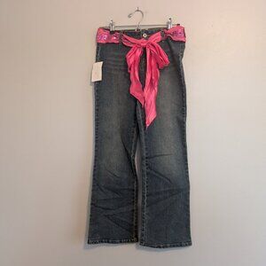 Beautiful Girl Jeans size 16 with fabric belt Blue or Pink NWT